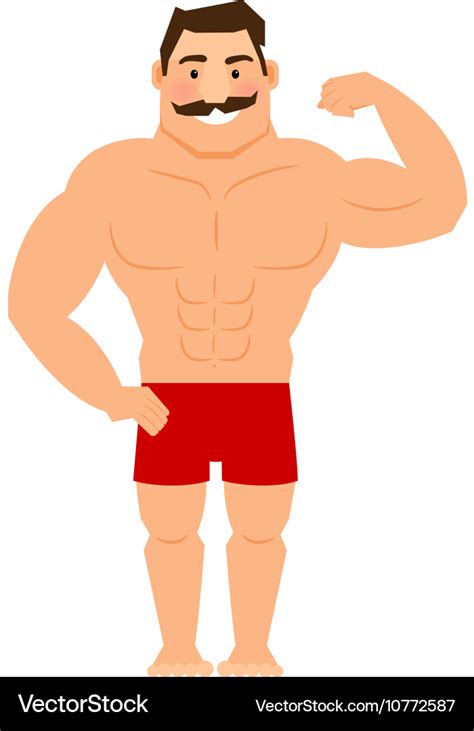 Beautiful cartoon muscular man with mustache Vector Image