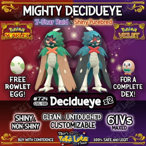 Mighty Decidueye 7 Star Raid Event Pokemon Scarlet Violet USA