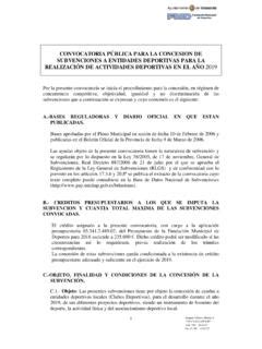 CONVOCATORIA PÚBLICA PARA LA CONCESION DE convocatoria p 218 blica