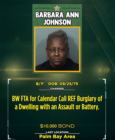 WHEEL OF FUGITIVE Brevard Sheriff S Office Names Barbara Johnson