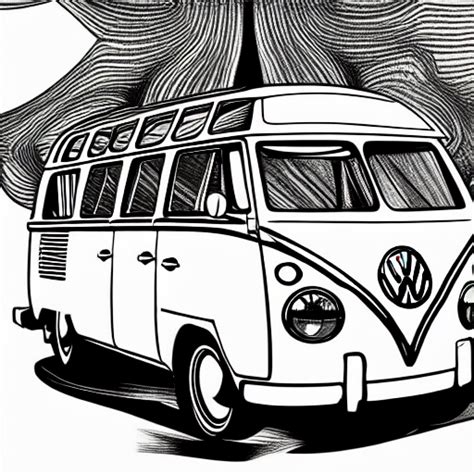 Vw Kombi Line Drawing Creative Fabrica