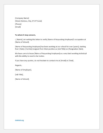 Work Experience Letter Samples Database - Letter Template Collection