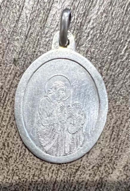 Rare Medaille Religieuse Ancienne J Sus Et Marie Argent Massif