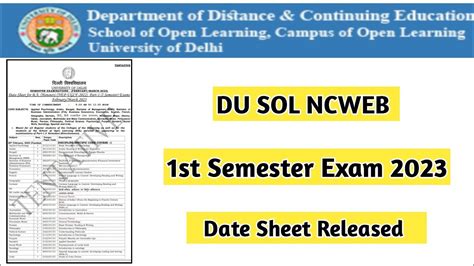 Du Sol 1st Semester Exam Date Sheet Ran2goal DU SOL Du Dusol