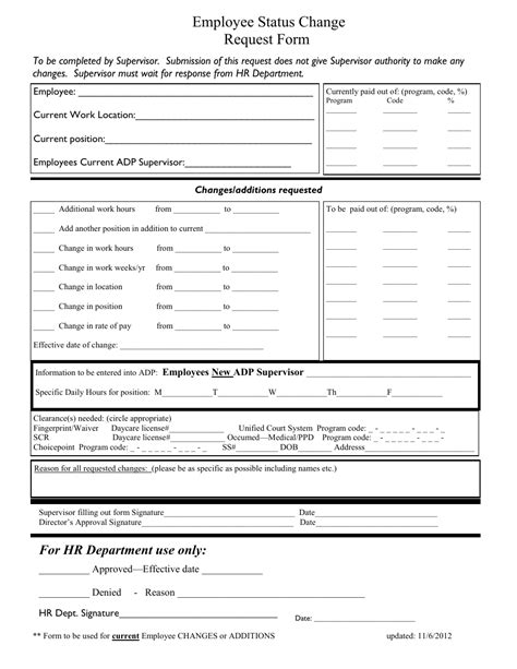 Employee Status Change Request Form Fill Out Sign Online And