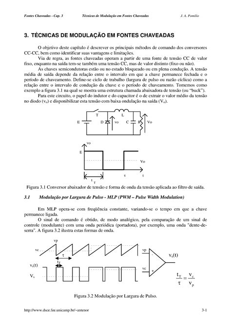 Fontes Chaveadas CAP3 3 TÉCNICAS DE MODULAÇÃO EM FONTES CHAVEADAS O