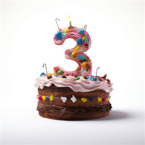 Matthias Haker Style Birthday Cake with Number 3 on White Background ...