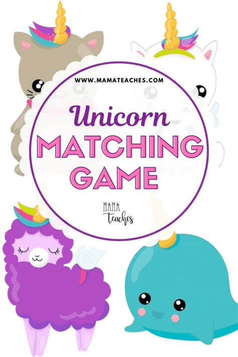 Free Unicorn Matching Game A Printable Game Mama Teaches