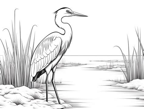 Adult Coloring Great Blue Heron Coloring Page