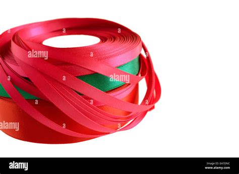 stack ribbon rolls  white stock photo alamy