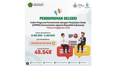 Seleksi Pppk Kemenag 2022 Resmi Dibuka Jadwal Cara Daftar Jumlah