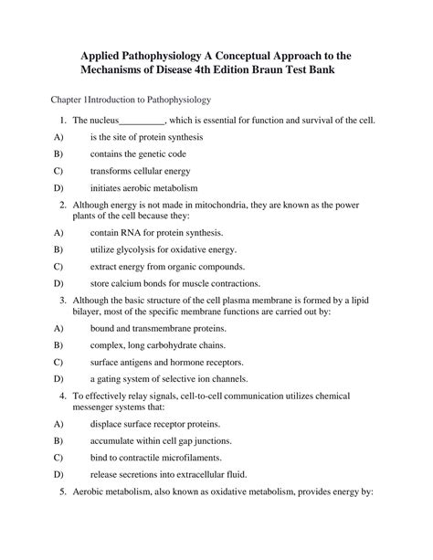 Solution Test Bank For Applied Pathophysiology A Conceptual Approach