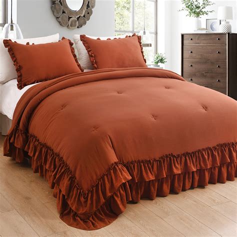 QSH Terracotta King Size Comforter Set Boho Bedding Sets French Country