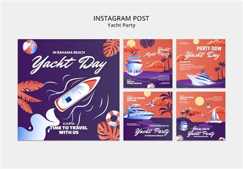 Free PSD Instagram Posts Collection Luxurious Yacht Party Celebration