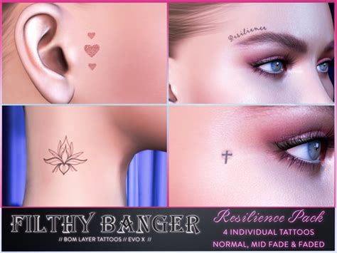 Second Life Marketplace Fb Resilience Tattoo Pack Lel Evox