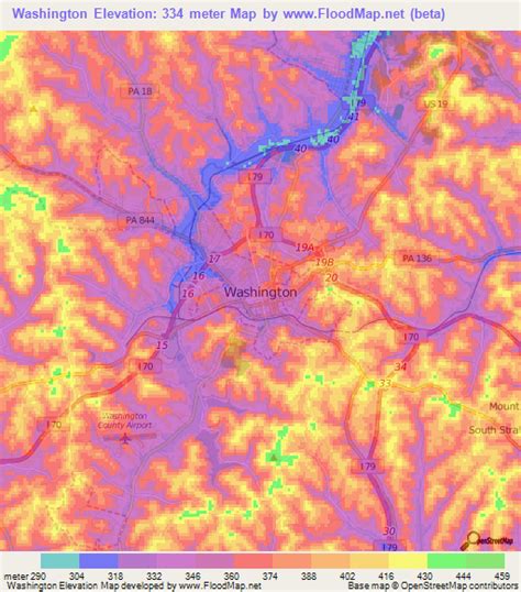 Elevation of Washington,US Elevation Map, Topography, Contour