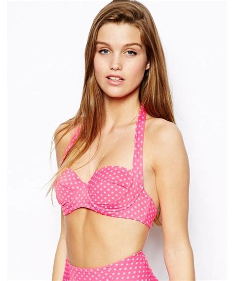 Asos Asos Mix And Match Spot Halter S Padded Bikini Top