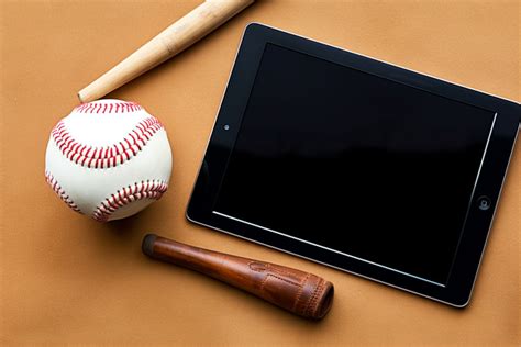 Ball And Bat And Ipad On Softball Background, High Resolution, Ball ...