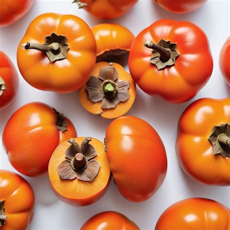 Premium Photo Photo Of A Fresh Persimmon Isolated On Paper Background