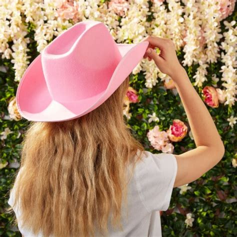 Western Felt Cowboy Hat For Women And Men Costume Pink Adult Size