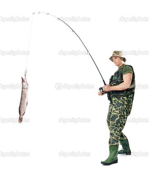 Fisherman catching a fish — Stock Photo © Gladkov #48537827