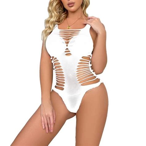 Iiniim Sexy Body Résille Femme Sans Manches Erotique Lingerie de Nuit Coquine Fishnet Jumpsuit