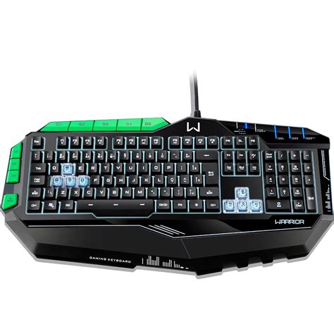 Teclado Usb Gamer Profissional Preto Verde Tc Warrior Gamers