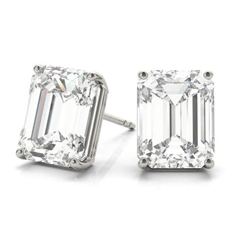 5 Carat Emerald Cut Diamond Stud Earrings F VS 5 Carat Emerald Cut