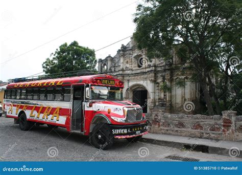 Colorful Chicken Bus On Straiten Antigua Guatemala Editorial Image