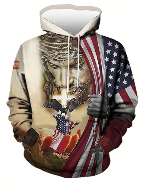 Manfinity Legnd Men S Hooded Sweatshirt With Camouflage And Flag