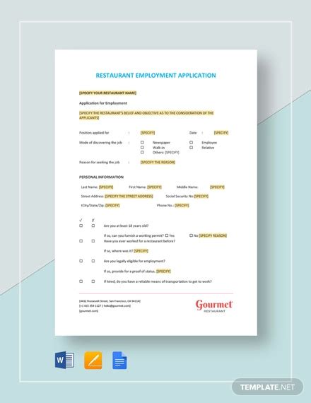 13 Restaurant Application Templates Free Sample Example Format Download