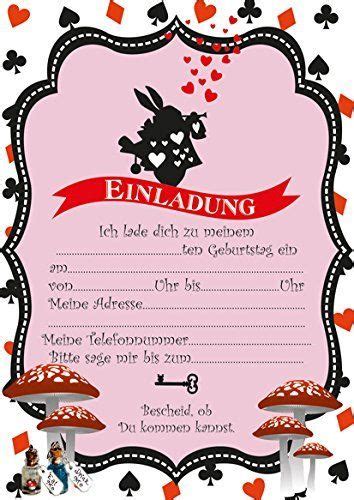 Einladungen Zum Kindergeburtstag Alice S Abenteuer Im Wunderland