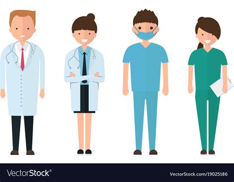 Doctors and other hospital staff in cartoon style Vector Image