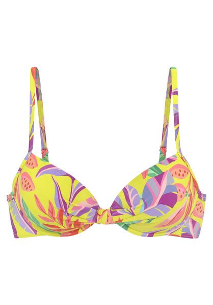 s Oliver Bügel Bikini Top Mallorca gelb bedruckt Cup B 34