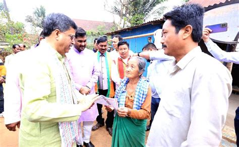 Tripura Chief Minister Manik Saha During A Door To Door Campaign For The Lok Sabha Elections