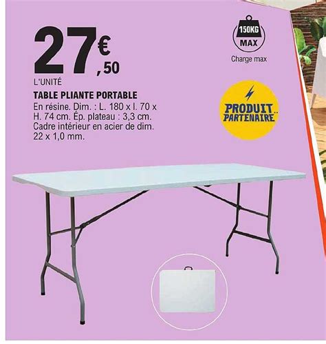 Promo Table Pliante Portable Chez E Leclerc Icatalogue Fr