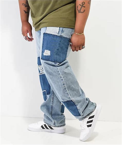 Empyre Patchwork Light Blue Denim Skate Jeans