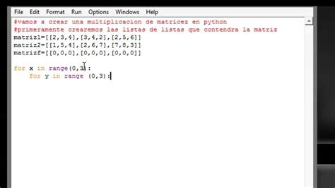 Multiplicaci N De Matrices En Python Youtube