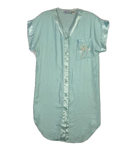 VTG INHIBITIONS NIGHTGOWN LINGERIE NIGHTIE SHINY GLOSSY SATIN S Button Down EBay