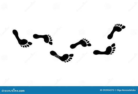 Human Barefoot Foot Track Imprint Silhouette On White Stock Vector