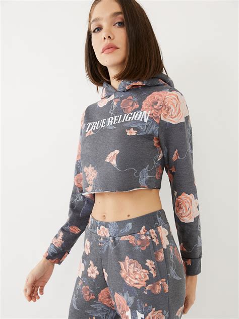 Floral Print Crop Hoodie