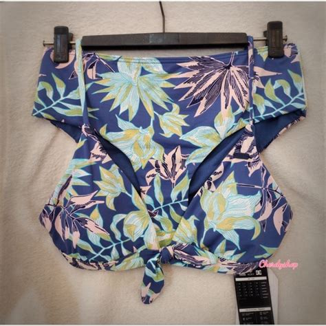 New ROXY Bikini สนำเงนลายดอก แบรนด Roxy แท 100 มปายหอย Shopee Thailand