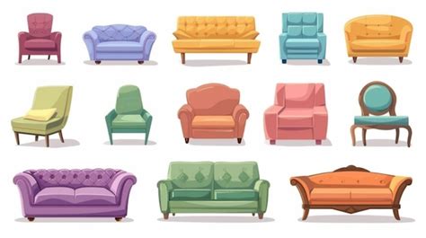 A Set Of Different Colored Furniture With Different Colors And Colors