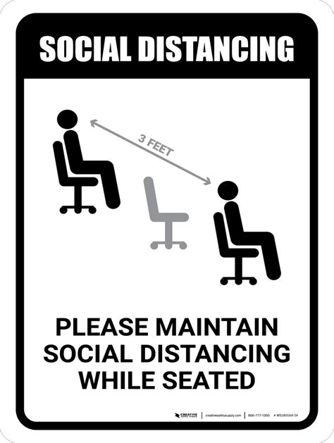 Please Maintain Social Distancing While Seated With 3ft Icon Portrait