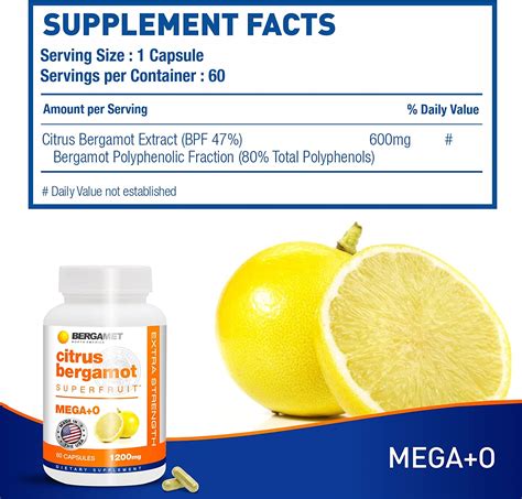 Bergamot Citrus Supplement With 1200mg Per Serving And 80 Polyphenols