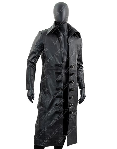 Men S Black Trench Coat Long Black Leather Trench Coat For Men