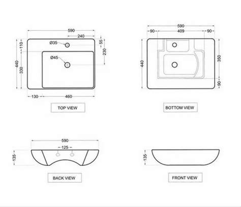 Rectangular Ceramic Jaquar Jds Wht Table Top Basin For Bathroom