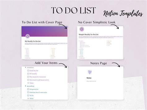 To Do List Notion Template Simple Weekly Layout Etsy