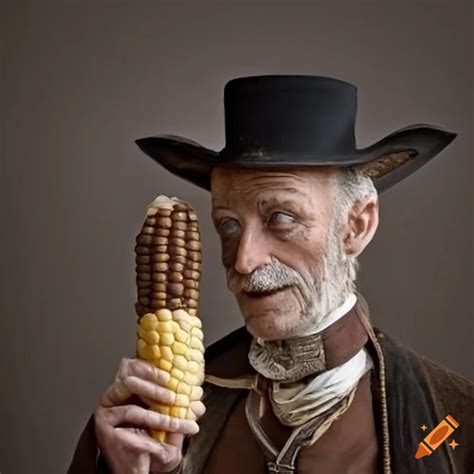 Surreal Portrait Of A Man With Donkey Ears Holding Corn On Craiyon