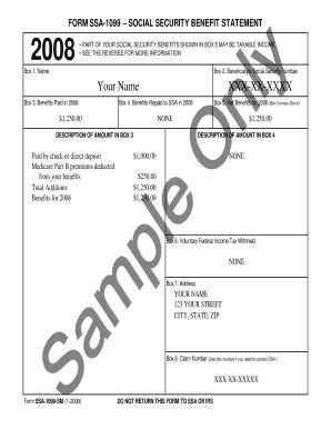 FORM SSA-1099 SOCIAL SECURITY BENEFIT STATEMENT - Fill and Sign ...